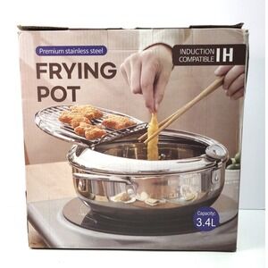 Premium Stainless Steel Frying Pot 3.4L Capacity‎ Induction Compatible